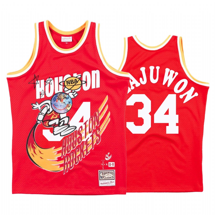 Houston Rockets Hakeem Olajuwon #34 Red Travis Sott X Houston Rockets Jersey