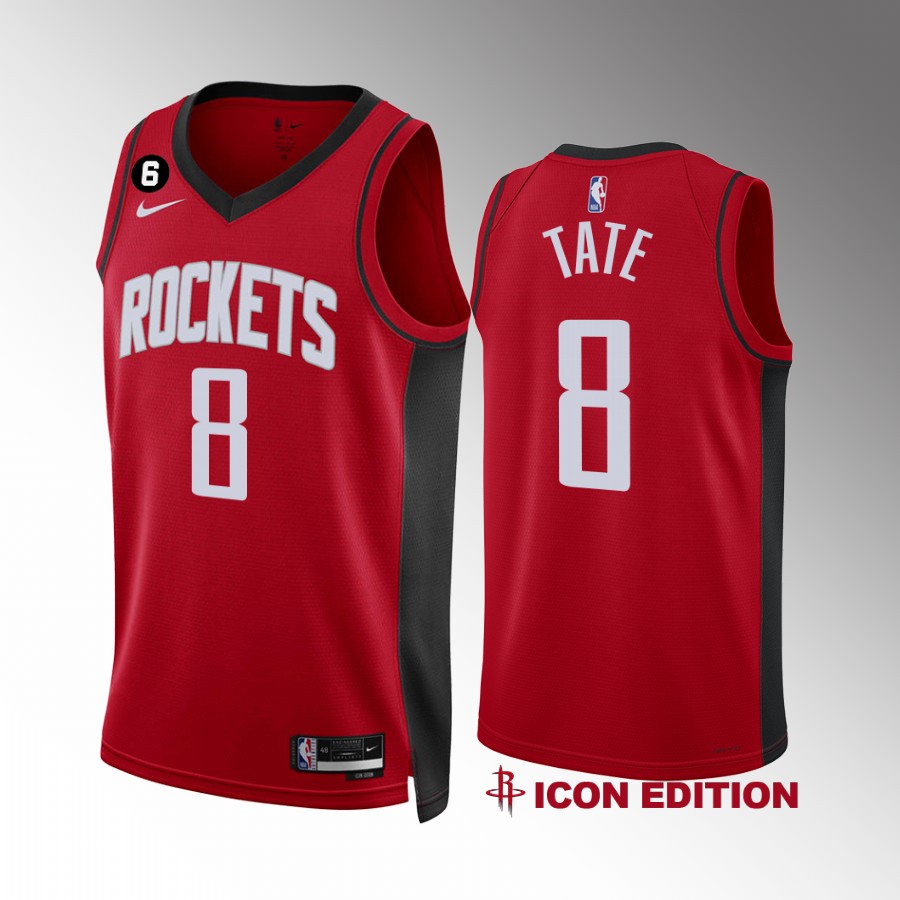 Houston Rockets Jae'Sean Tate 2022-23 Icon Edition Red #8 Jersey NO.6 Patch