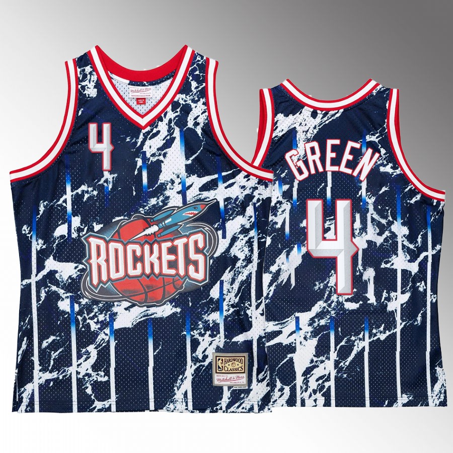 Houston Rockets Jalen Green Marble Swingman #4 Navy Hardwood Classics Jersey