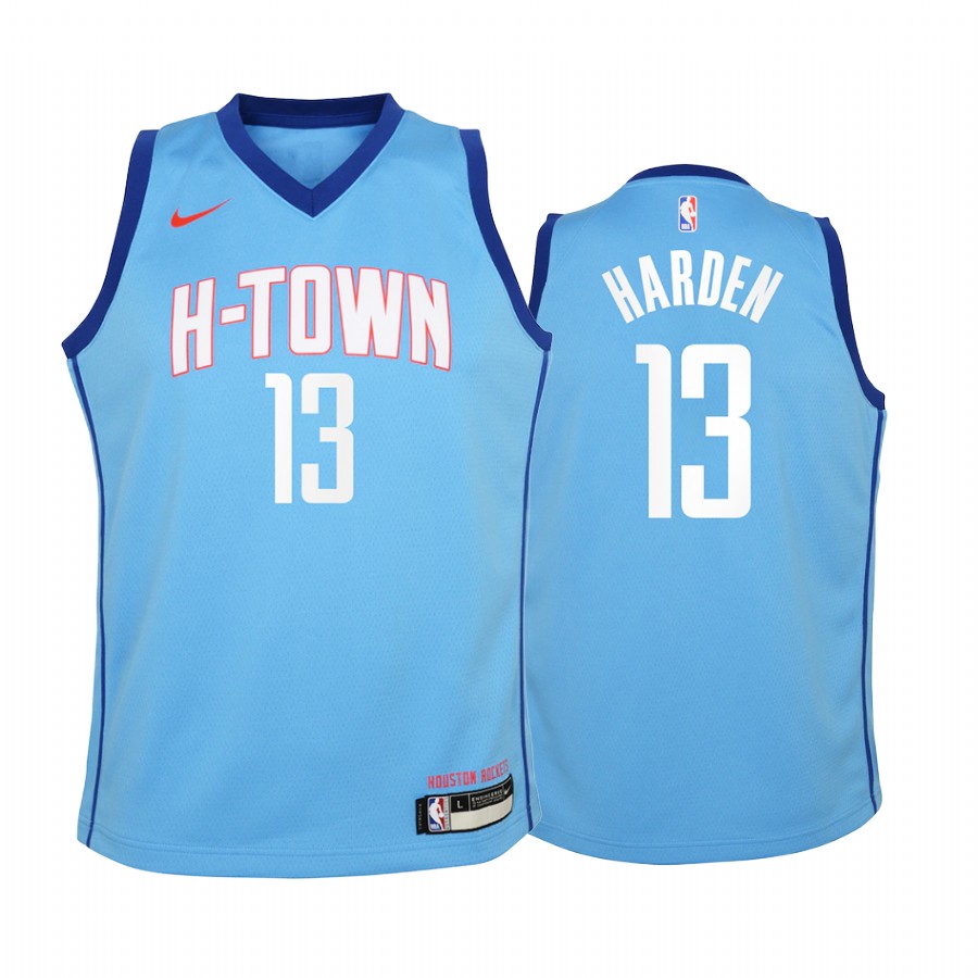 Houston Rockets James Harden 2020-21 City Edition Blue Youth Jersey - New Uniform