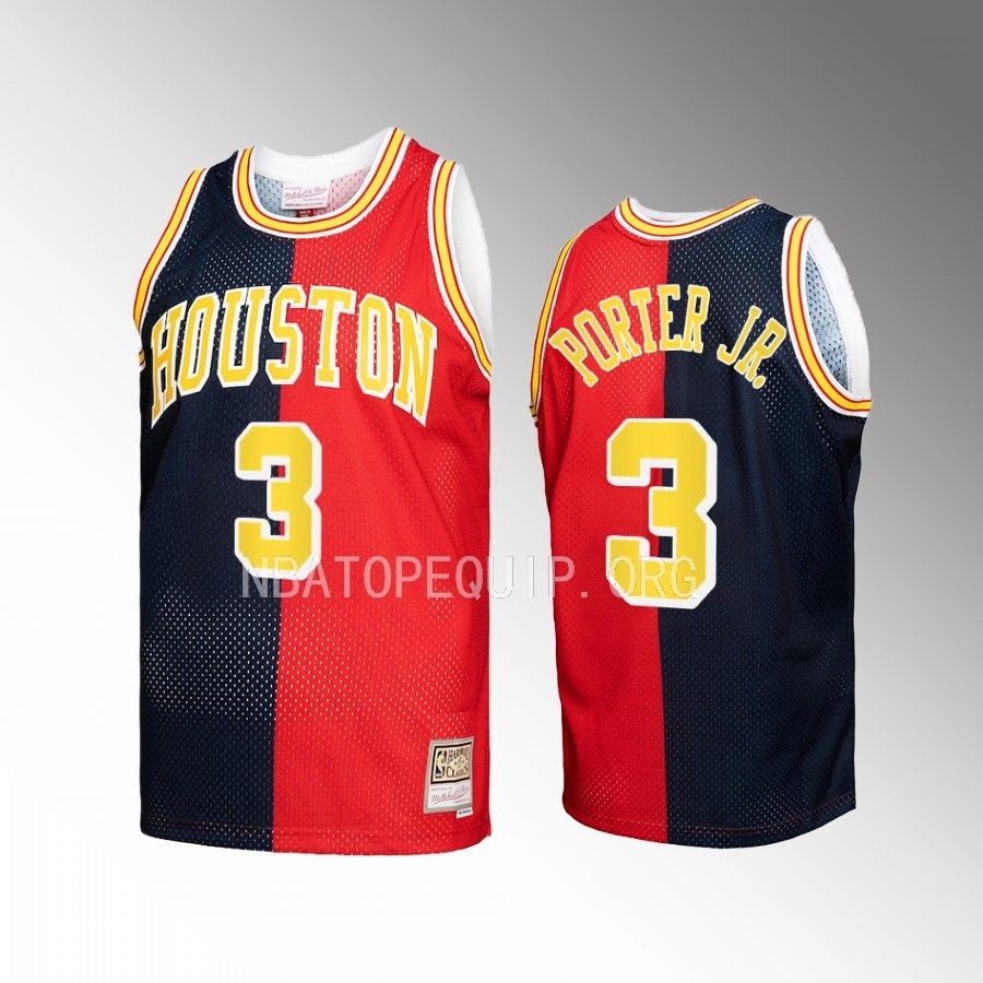Houston Rockets Kevin Porter Jr. Hardwood Classics #3 Navy Red Split Swingman Jersey