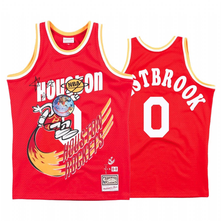 Houston Rockets Russell Westbrook #0 Red Travis Sott X Houston Rockets Jersey