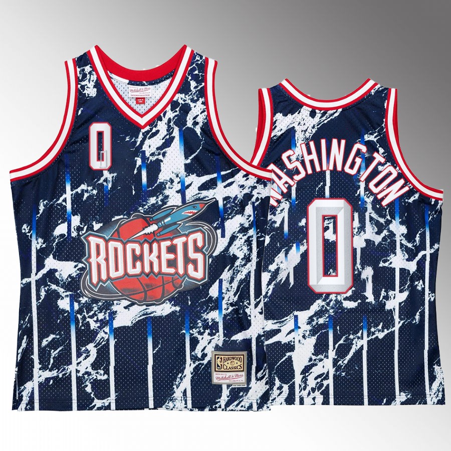 Houston Rockets TyTy Washington Marble Swingman #0 Navy Hardwood Classics Jersey