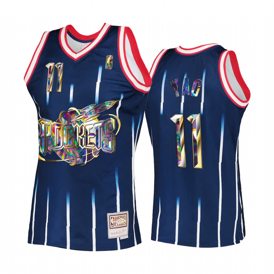 Houston Rockets Yao Ming Navy 75th Anniversary Diamond Men Jersey Retro