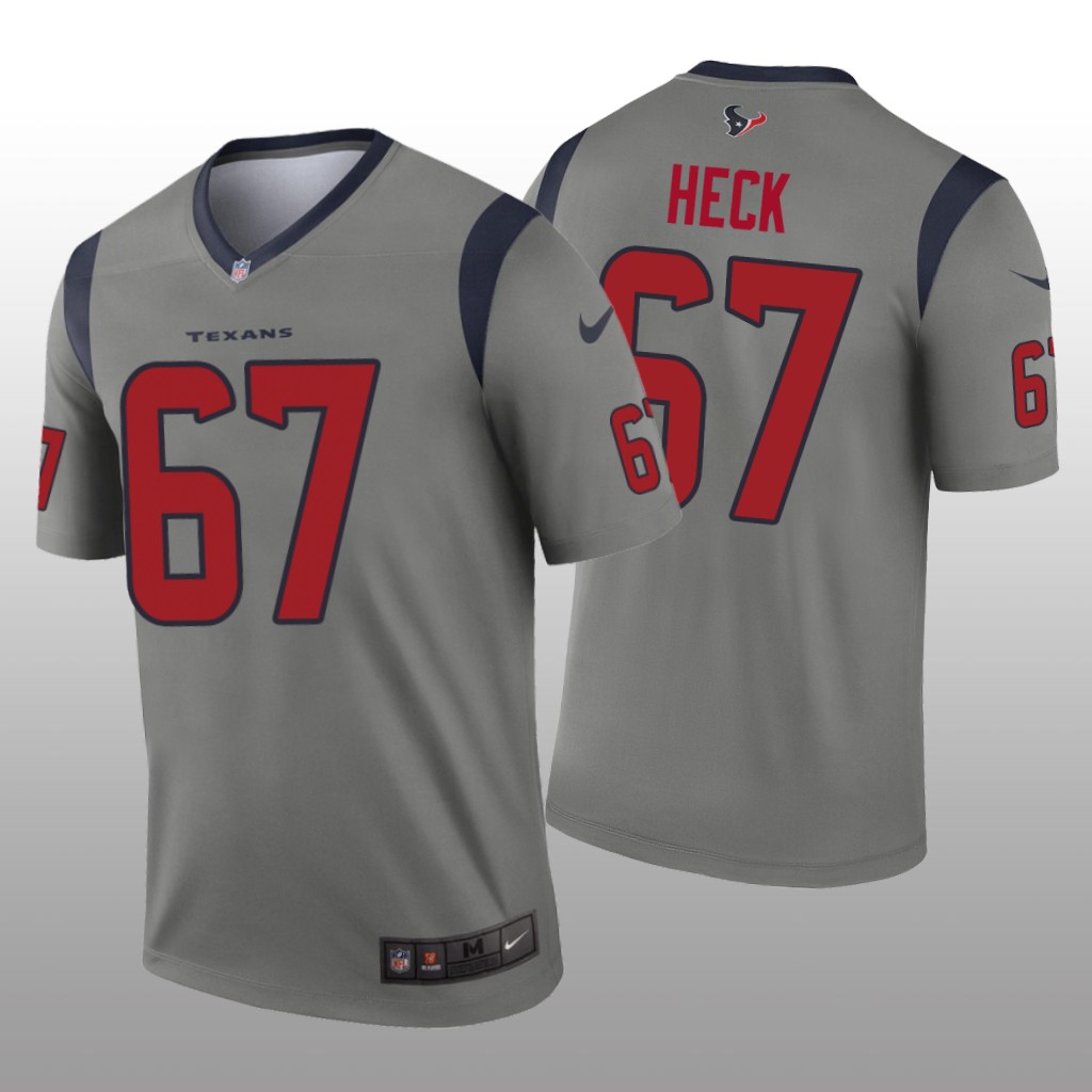 Houston Texans Charlie Heck Gray Jersey Inverted Legend - Men's