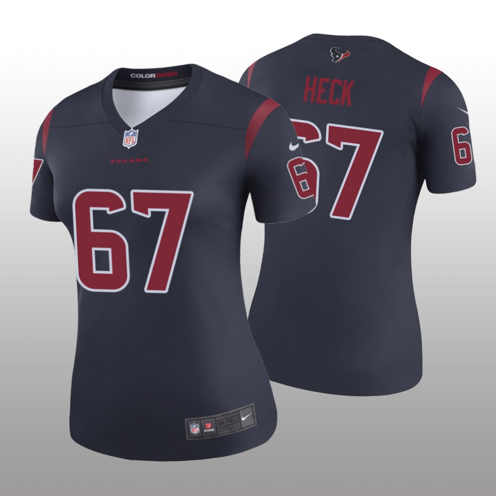 Houston Texans Charlie Heck Navy Jersey Color Rush Legend - Women's