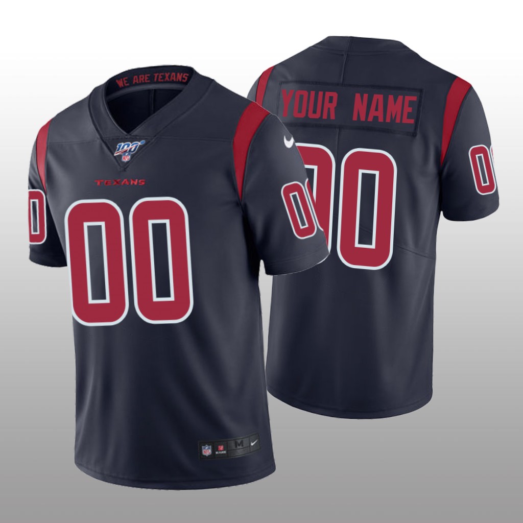 Houston Texans Custom Navy Color Rush Jersey 100th Season - Men's