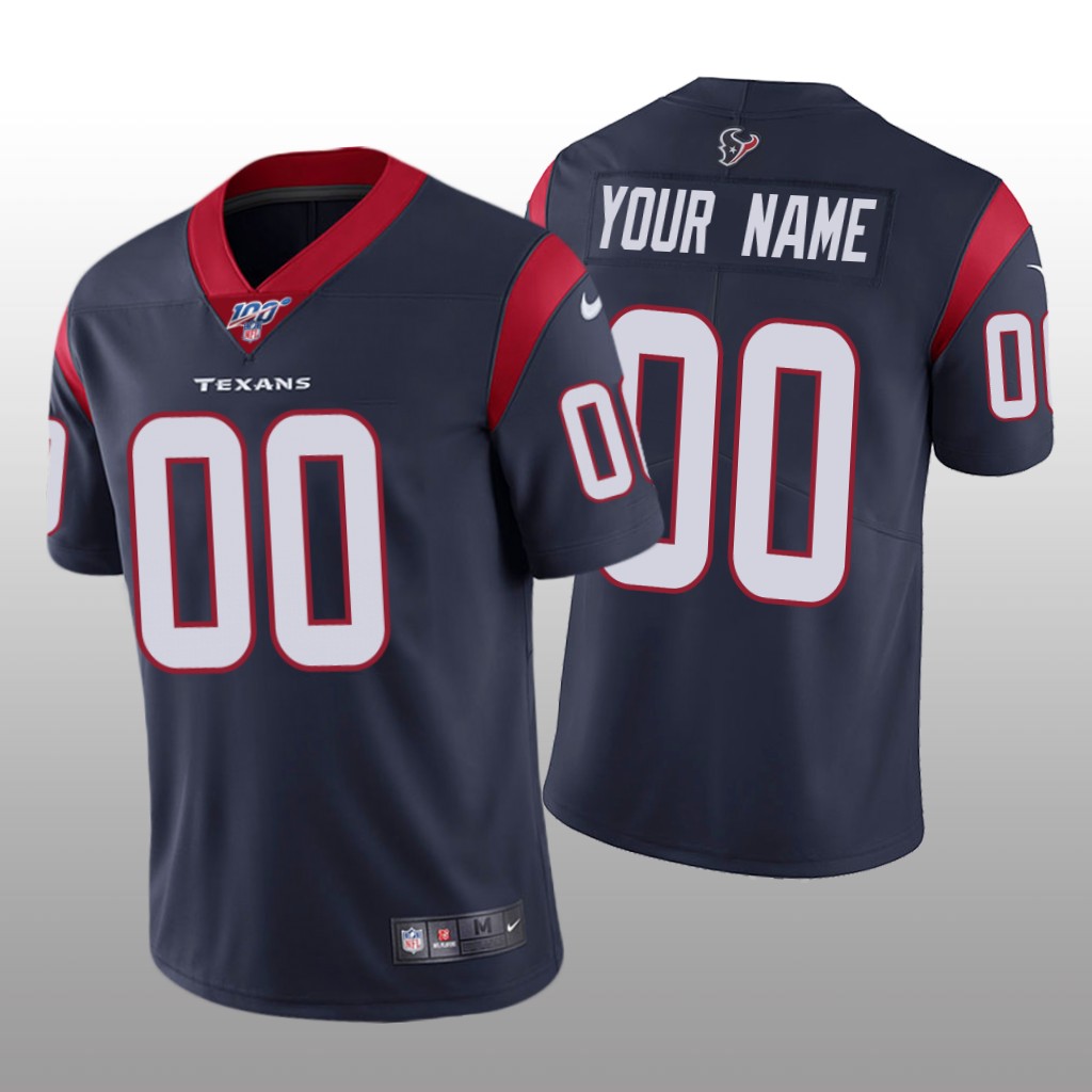 Houston Texans Custom Navy Vapor Limited Jersey 100th Season - Men's