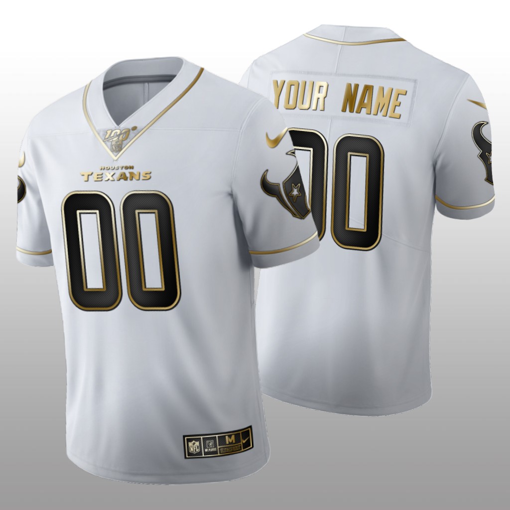 Houston Texans Custom White Golden Edition Jersey 100th Season Men's