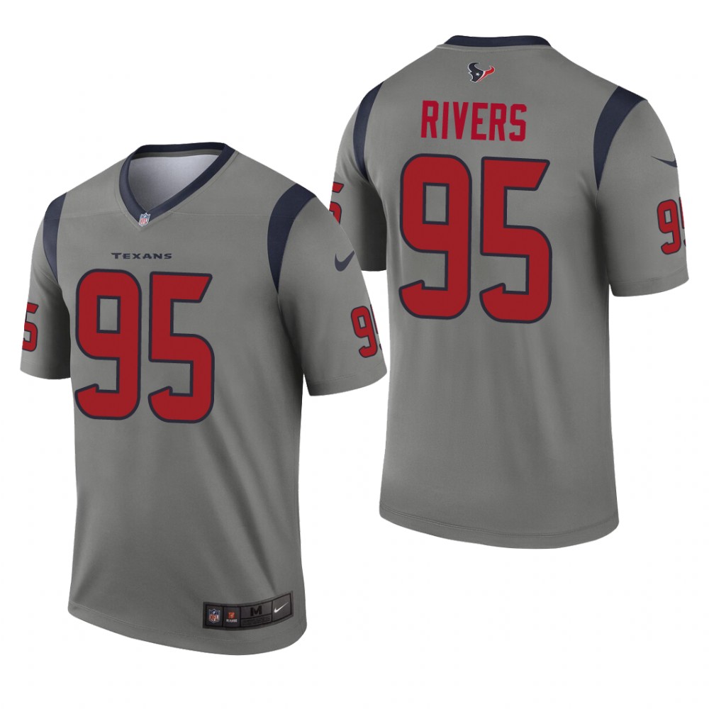 Houston Texans Derek Rivers Gray Jersey Inverted Legend - Men's