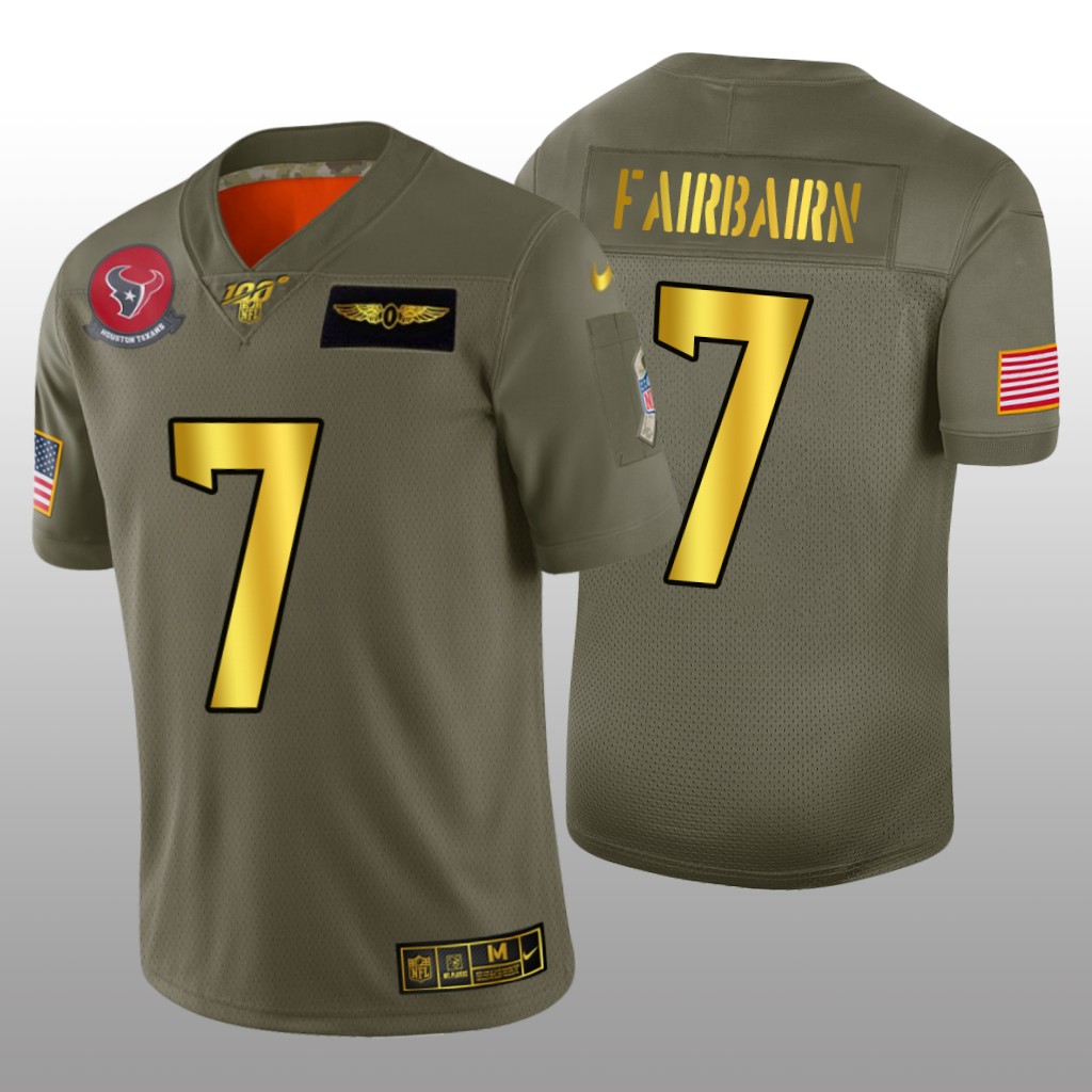 Houston Texans Ka'imi Fairbairn Olive Golden NFL 100 Jersey 2019 Salute to Service - Men's