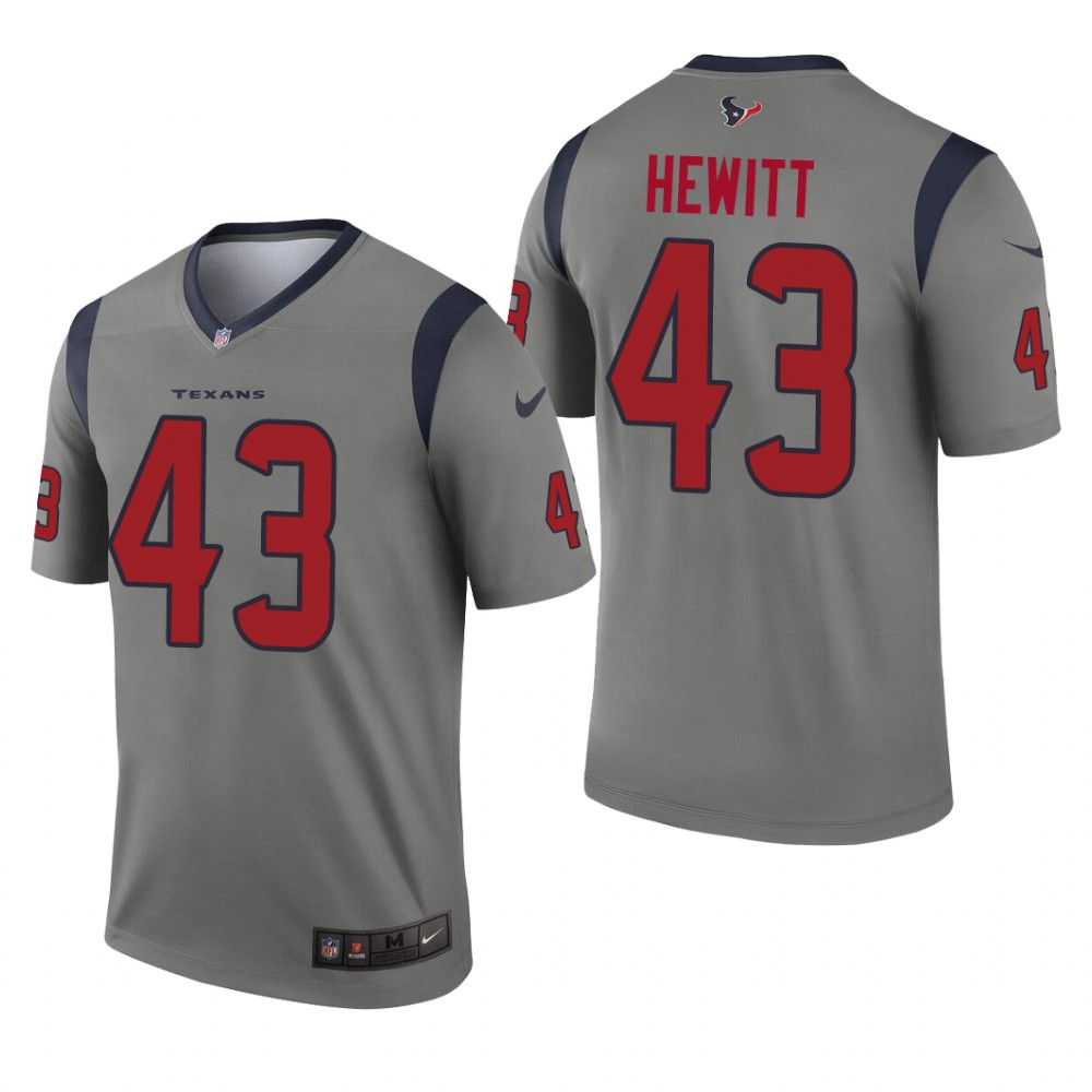 Houston Texans Neville Hewitt Gray Jersey Inverted Legend - Men's