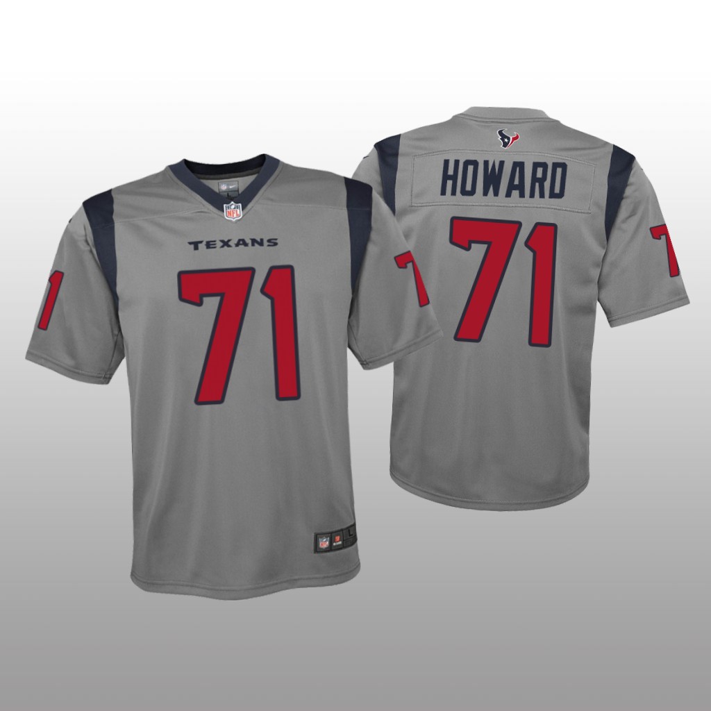 Houston Texans Tytus Howard Gray Jersey Inverted Game - Youth