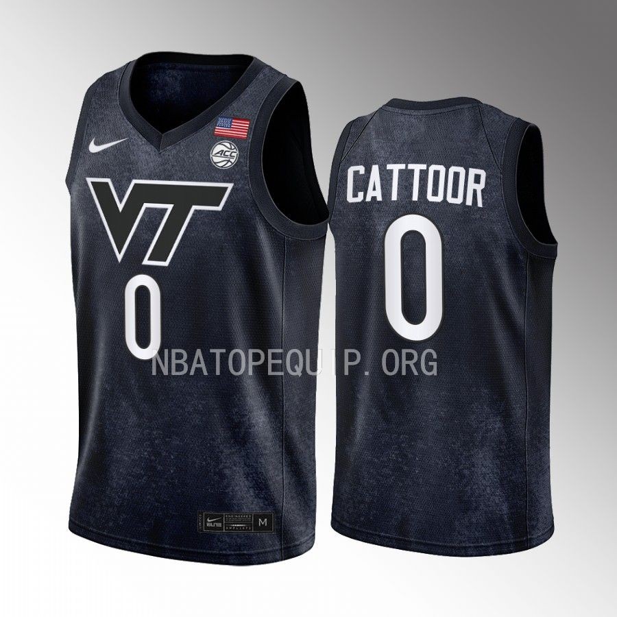 Hunter Cattoor Virginia Tech Hokies Black Jersey 2022-23 College  Swingman