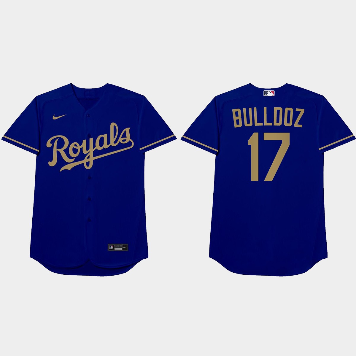 Hunter Dozier 2021 Players' Weekend Bulldoz Nickname Jersey - Blue