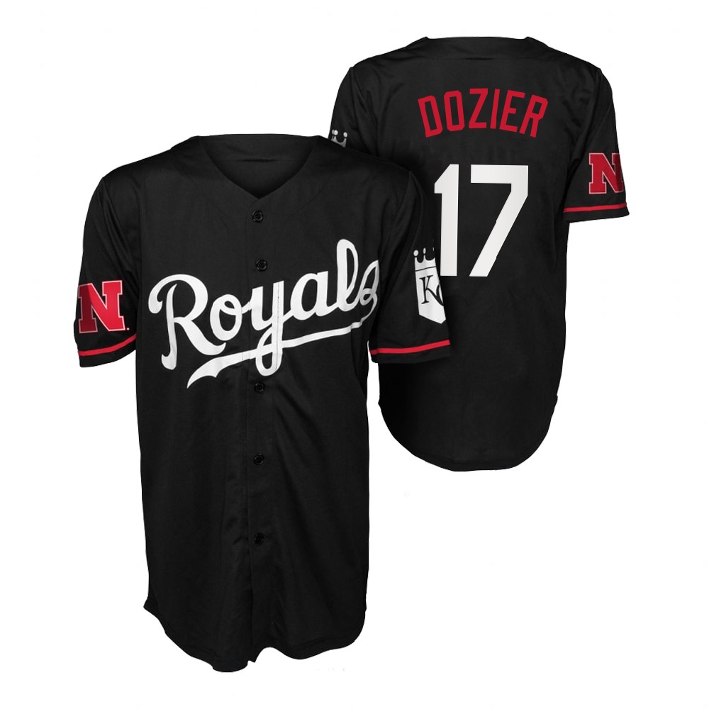Hunter Dozier Kansas City Royals Huskers Night Jersey - Black
