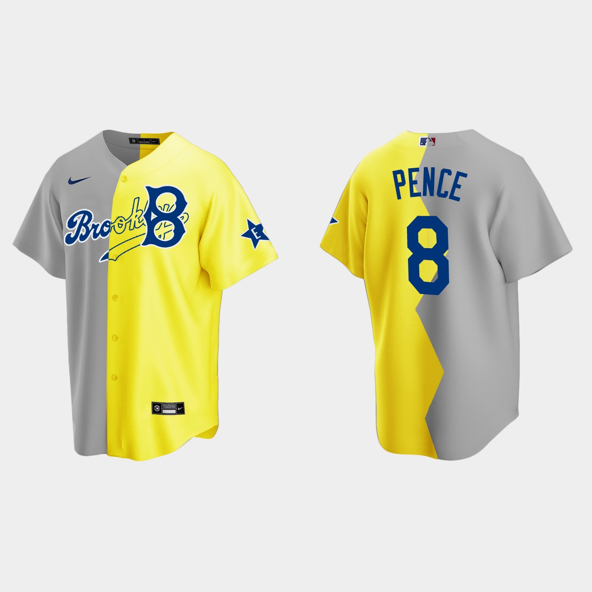 Hunter Pence Brooklyn Dodgers 2022 Celebrity Softball Game Split Jersey - Gray Yellow