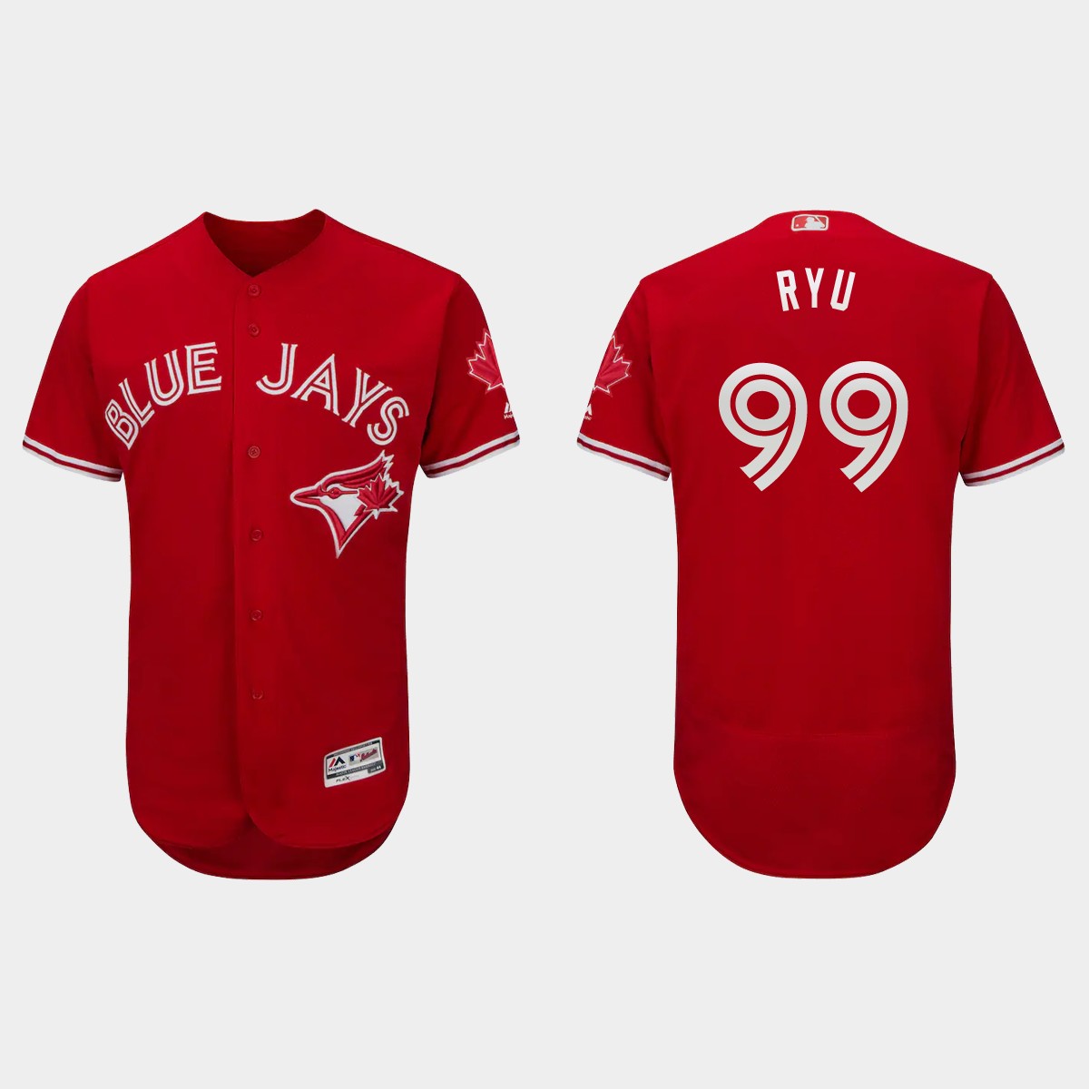 Hyun-Jin Ryu Toronto Blue Jays Canada Day Flex Base Jersey - Scarlet