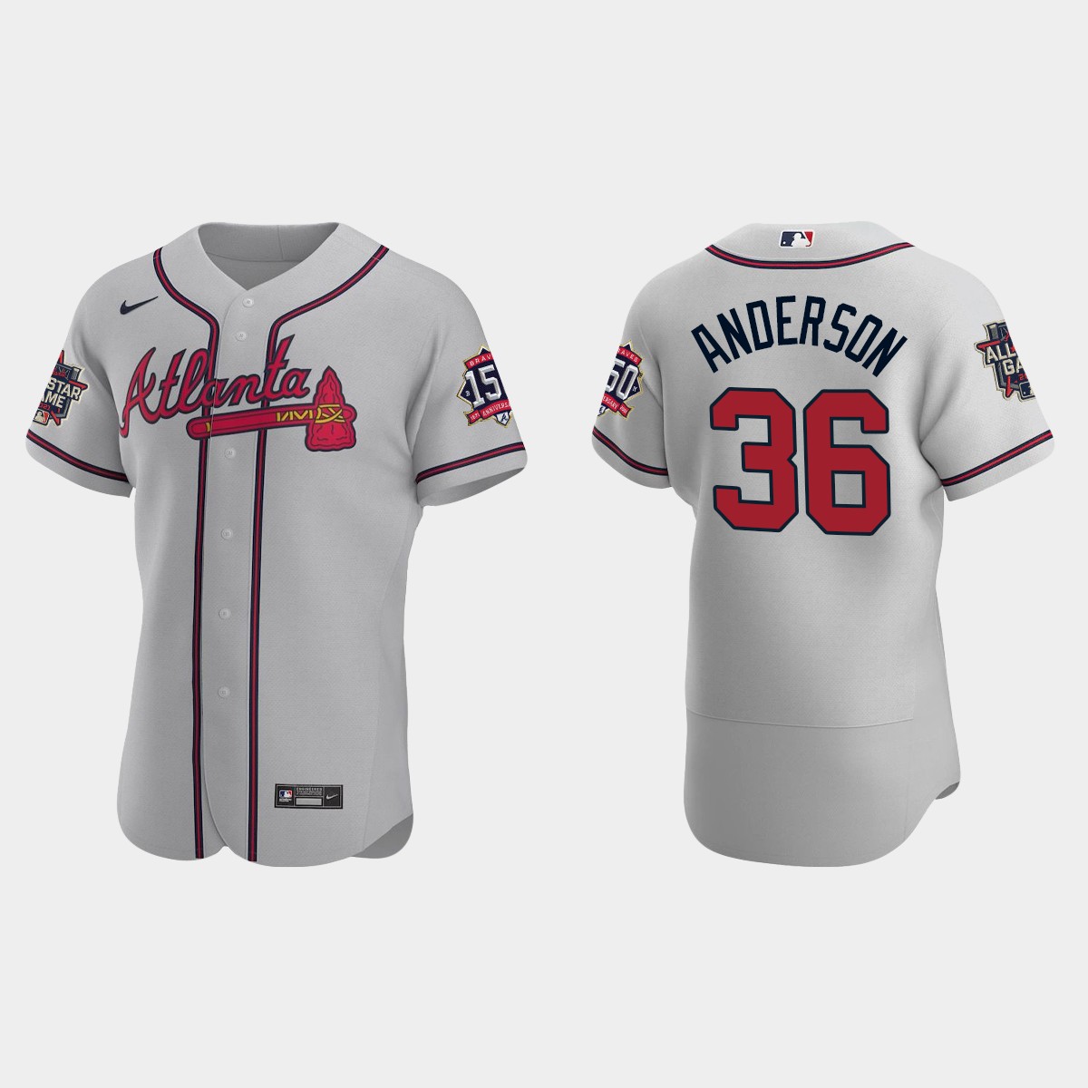 Ian Anderson #36 Atlanta Braves Road 2021 MLB All-Star Jersey - Gray