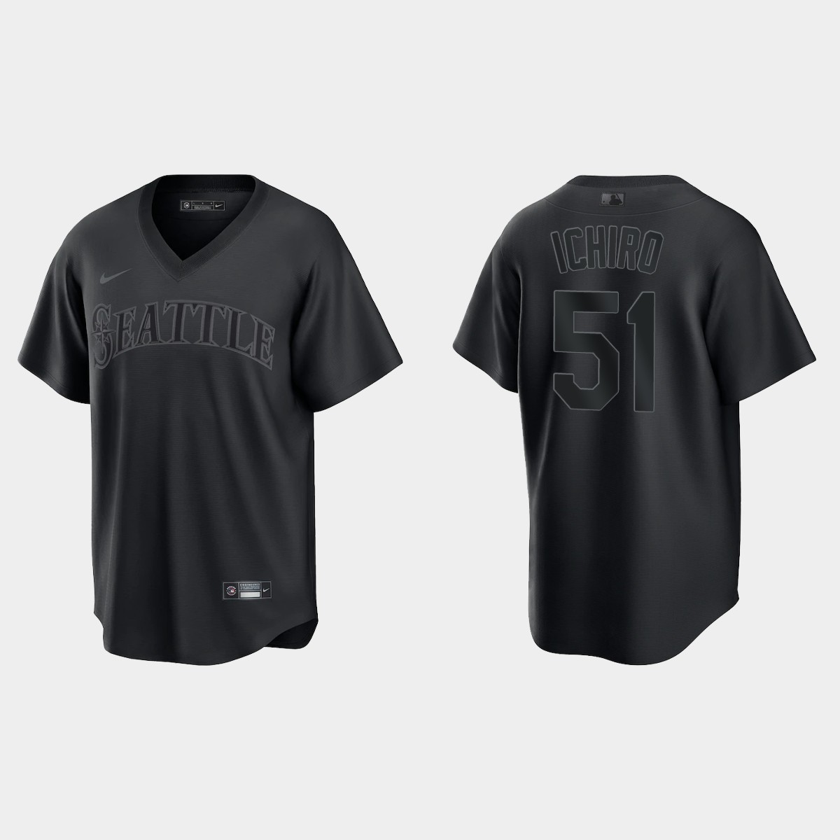 Ichiro Suzuki Seattle Mariners Pitch Black Fashion Jersey - Black