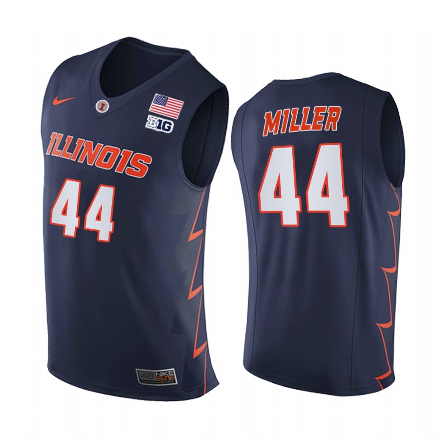 Illinois Fighting Illini 2021 Big10 Regular Season Champions Adam Miller #44 Jersey March Madness Navy