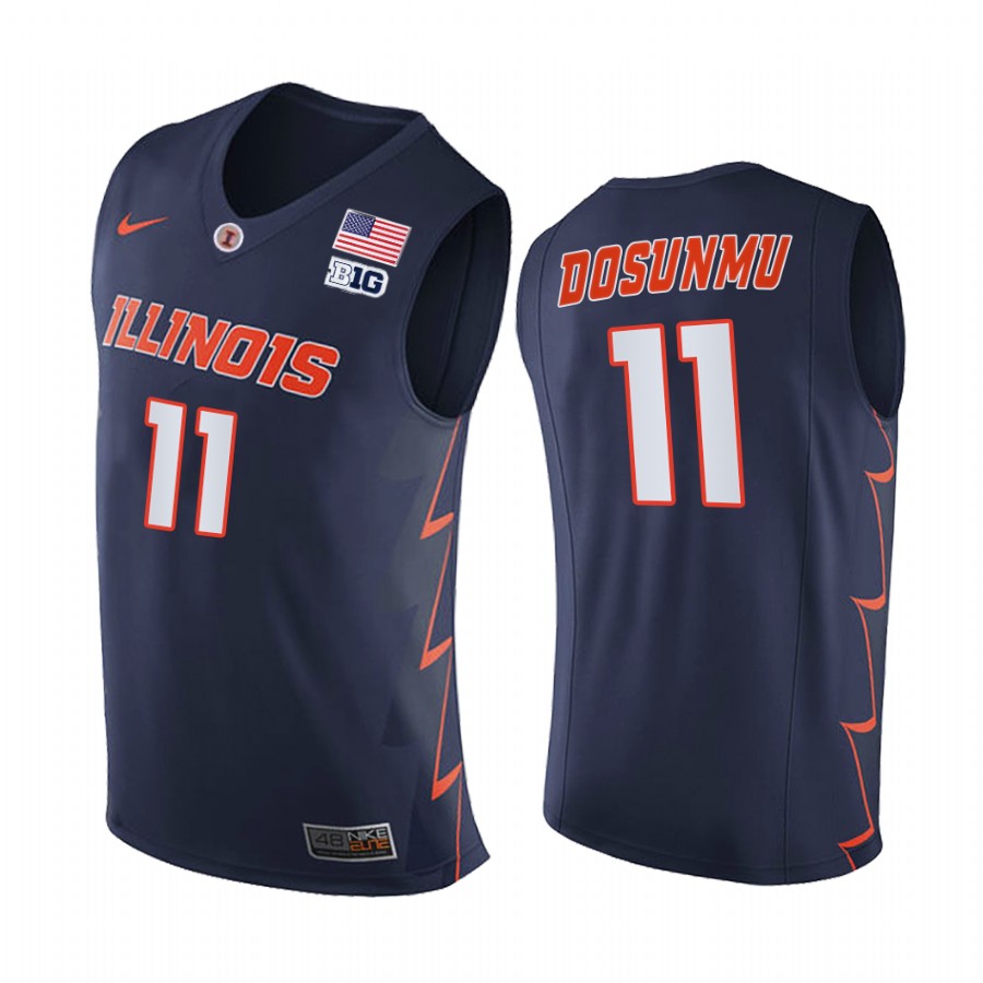 Illinois Fighting Illini 2021 Big10 Regular Season Champions Ayo Dosunmu #11 Jersey March Madness Navy