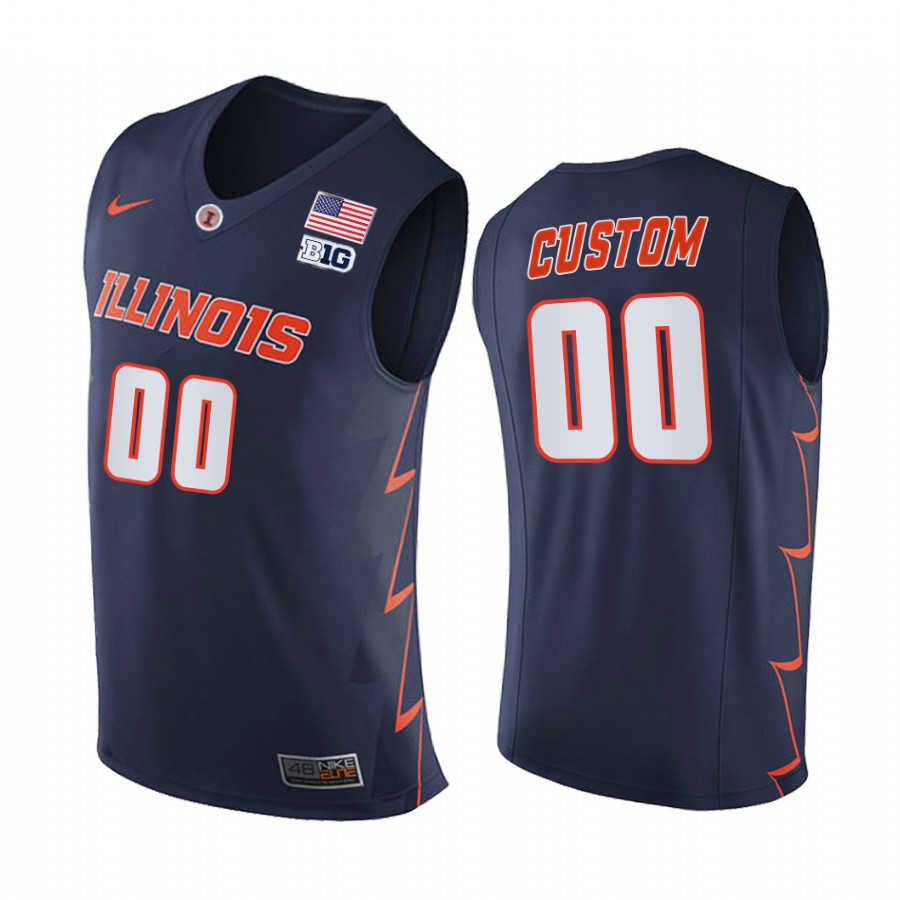 Illinois Fighting Illini 2021 Big10 Regular Season Champions Custom #00 Jersey March Madness Navy