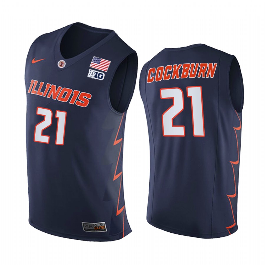 Illinois Fighting Illini 2021 Big10 Regular Season Champions Kofi Cockburn #21 Jersey March Madness Navy