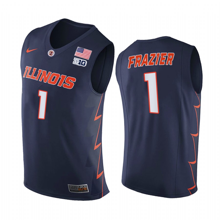 Illinois Fighting Illini 2021 Big10 Regular Season Champions Trent Frazier #1 Jersey March Madness Navy