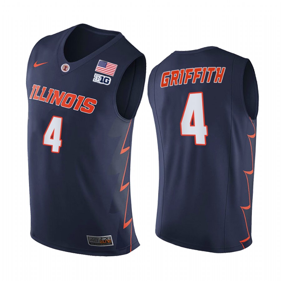 Illinois Fighting Illini 2021 Big10 Regular Season Champions Zach Griffith #4 Jersey March Madness Navy