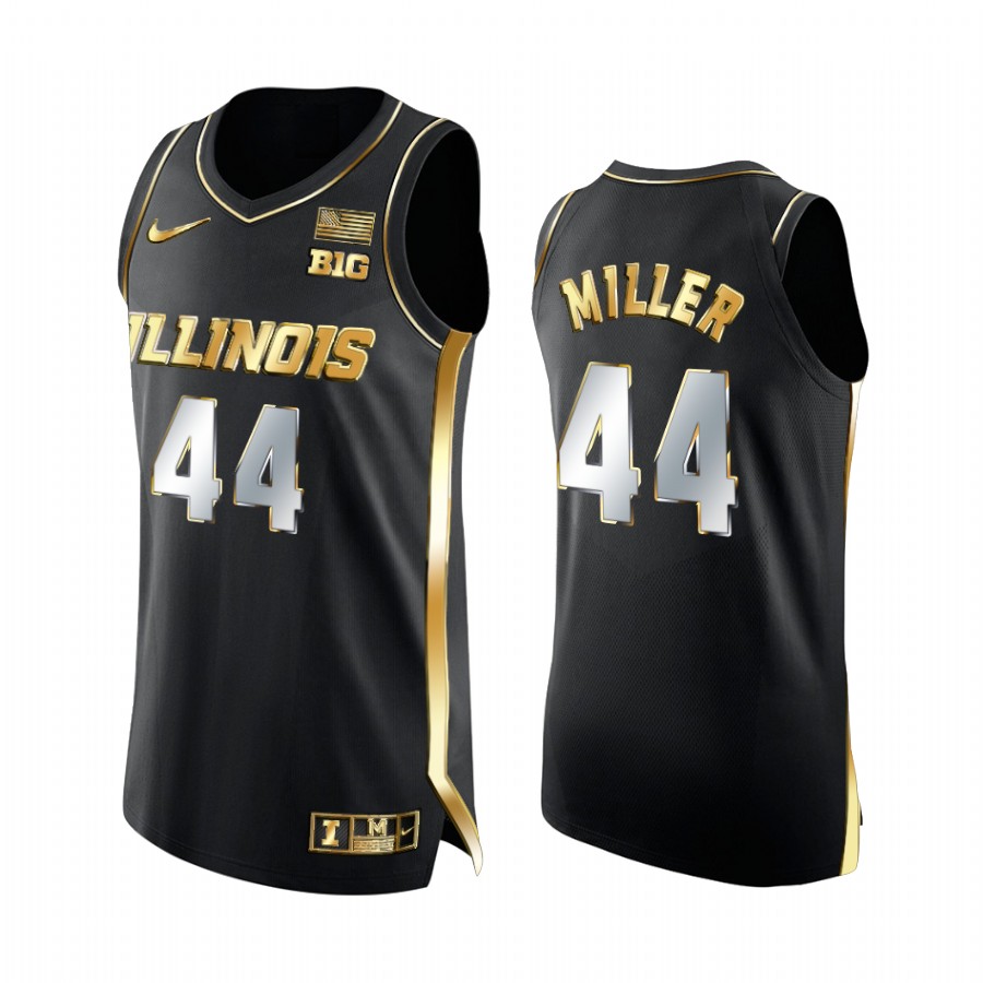 Illinois Fighting Illini 2021 Big Ten Tournament Champions Adam Miller #44 Jersey March Madness Black Golden