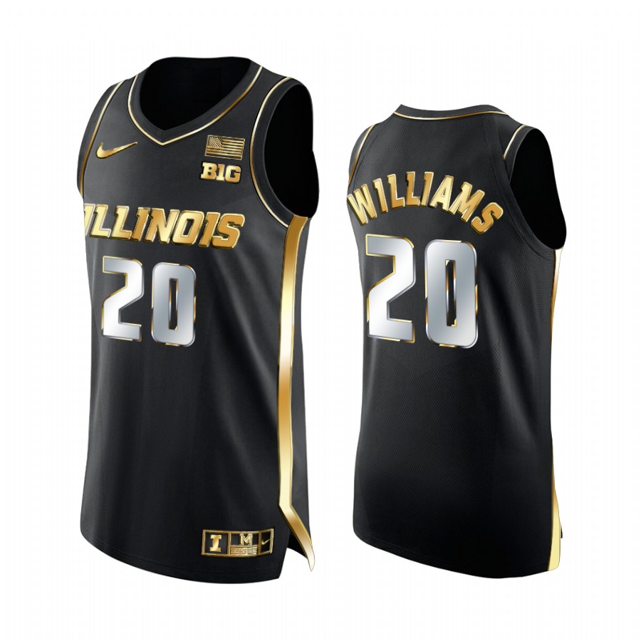 Illinois Fighting Illini 2021 Big Ten Tournament Champions Da'Monte Williams #20 Jersey March Madness Black Golden