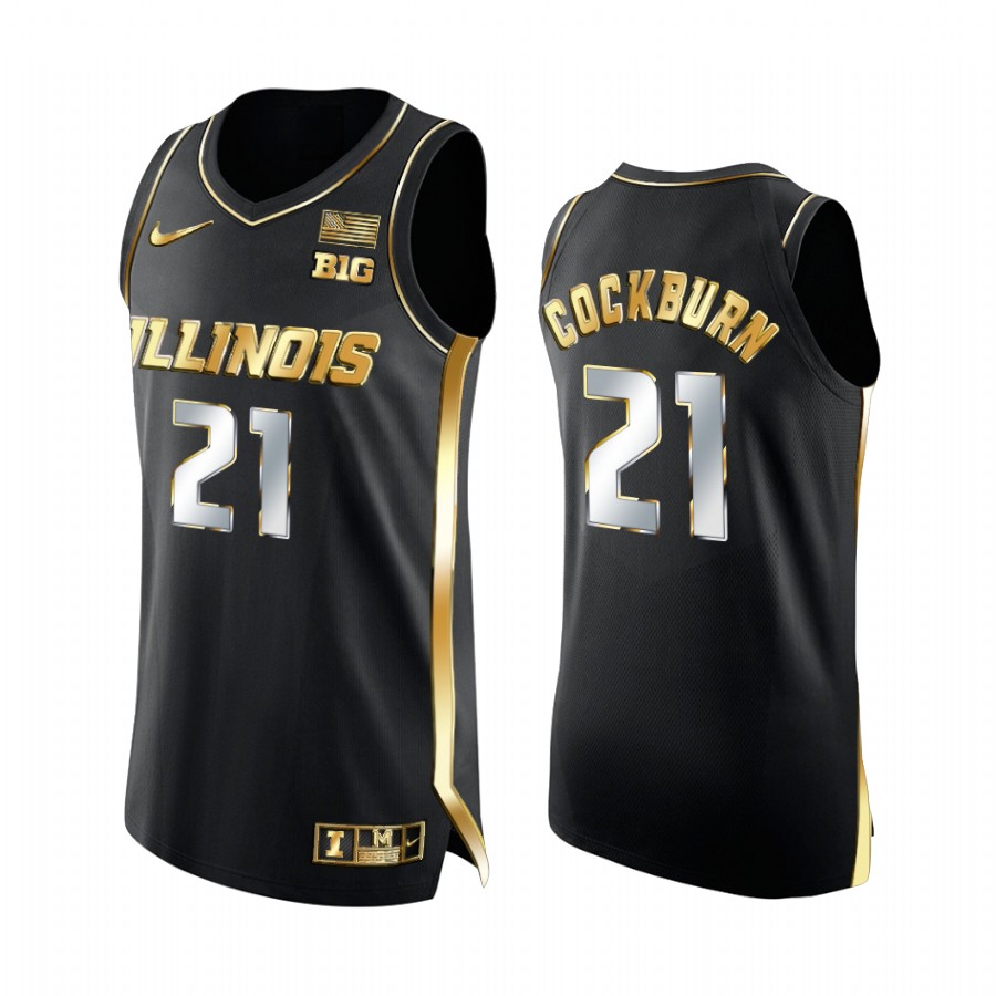 Illinois Fighting Illini 2021 Big Ten Tournament Champions Kofi Cockburn #21 Jersey March Madness Black Golden