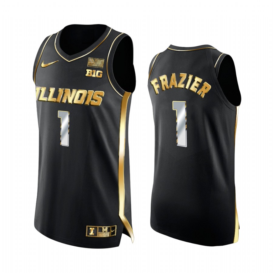 Illinois Fighting Illini 2021 Big Ten Tournament Champions Trent Frazier #1 Jersey March Madness Black Golden