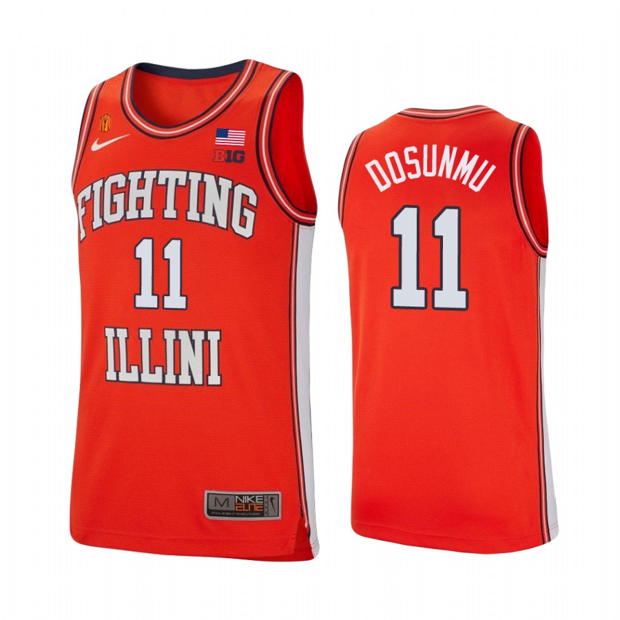 Illinois Fighting Illini Ayo Dosunmu Jersey College  Orange Retro