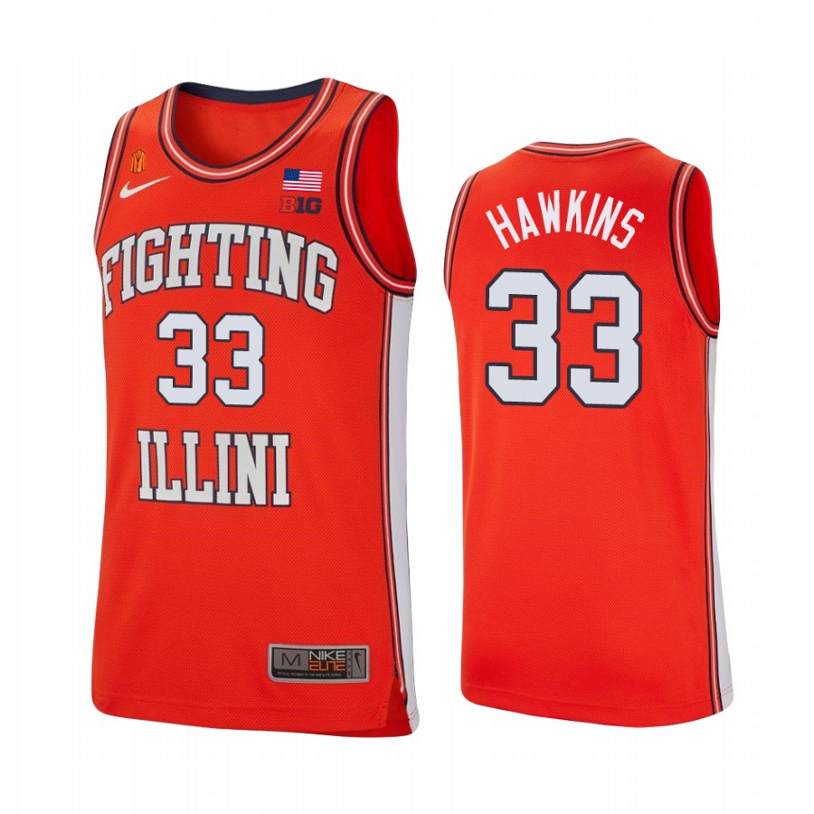 Illinois Fighting Illini Coleman Hawkins Jersey College  Orange Retro