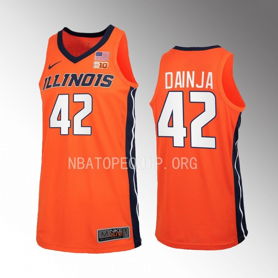 Illinois Fighting Illini Dain Dainja Jersey 2022-23   Orange Uniform