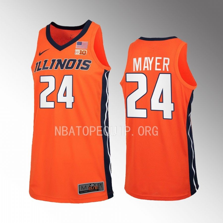 Illinois Fighting Illini Matthew Mayer Jersey 2022-23   Orange Uniform