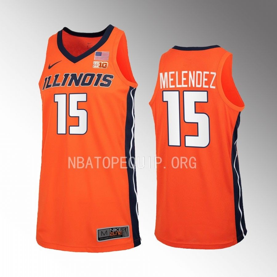 Illinois Fighting Illini RJ Melendez Jersey 2022-23   Orange Uniform