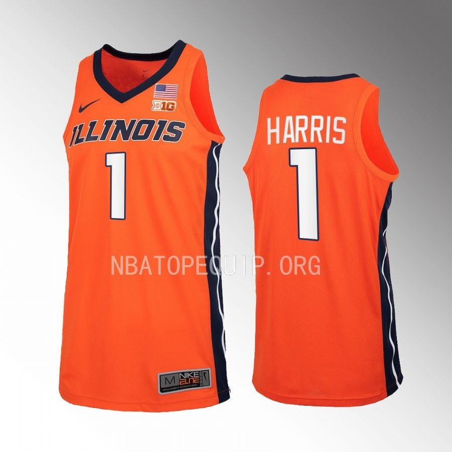 Illinois Fighting Illini Sencire Harris Jersey 2022-23   Orange Uniform
