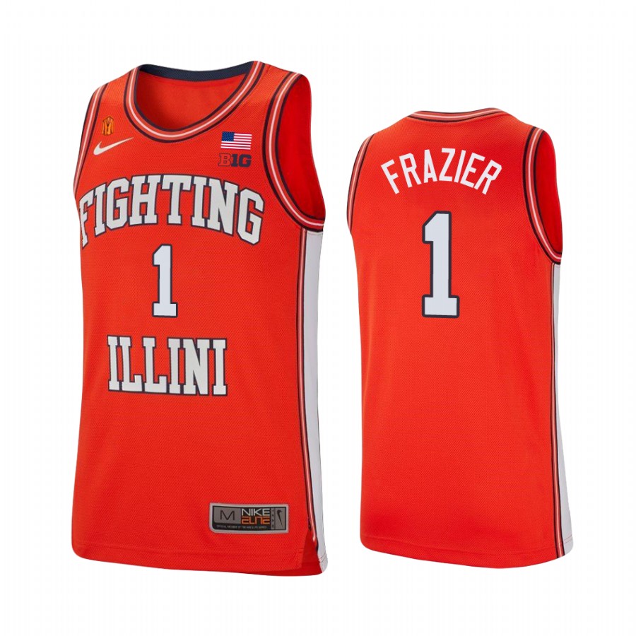 Illinois Fighting Illini Trent Frazier Jersey College  Orange Retro