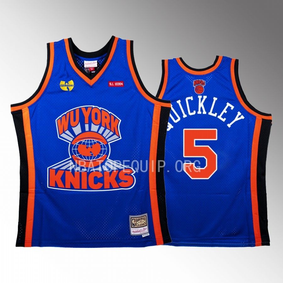 Immanuel Quickley Knicks x Wu-Tang Clan Jersey NBA BR Remix Blue #5 Limited Edition