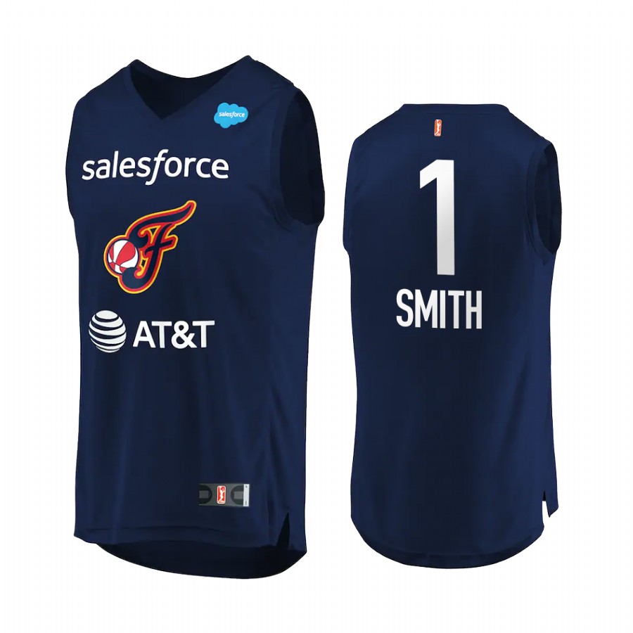 Indiana Fever #1 NaLyssa Smith 2022 WNBA Draft Navy Jersey First round