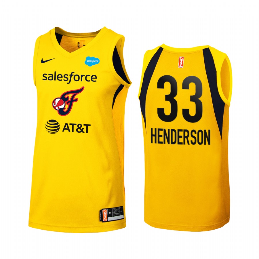 Indiana Fever Destanni Henderson 2022 WNBA Draft Yellow #33 Women Round 2 Jersey