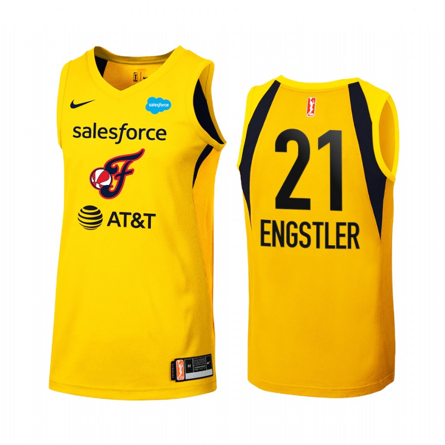 Indiana Fever Emily Engstler 2022 WNBA Draft Yellow #21 Women First round Jersey