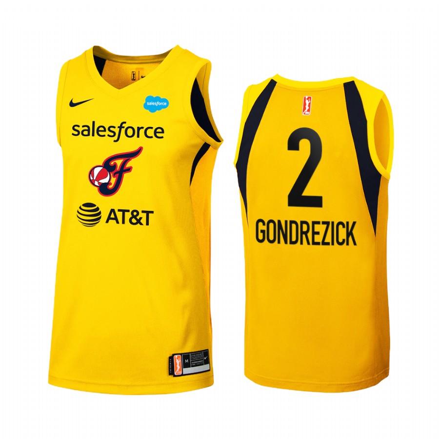 Indiana Fever Kysre Gondrezick 2021 WNBA Draft First round Women Yellow #2 Jersey