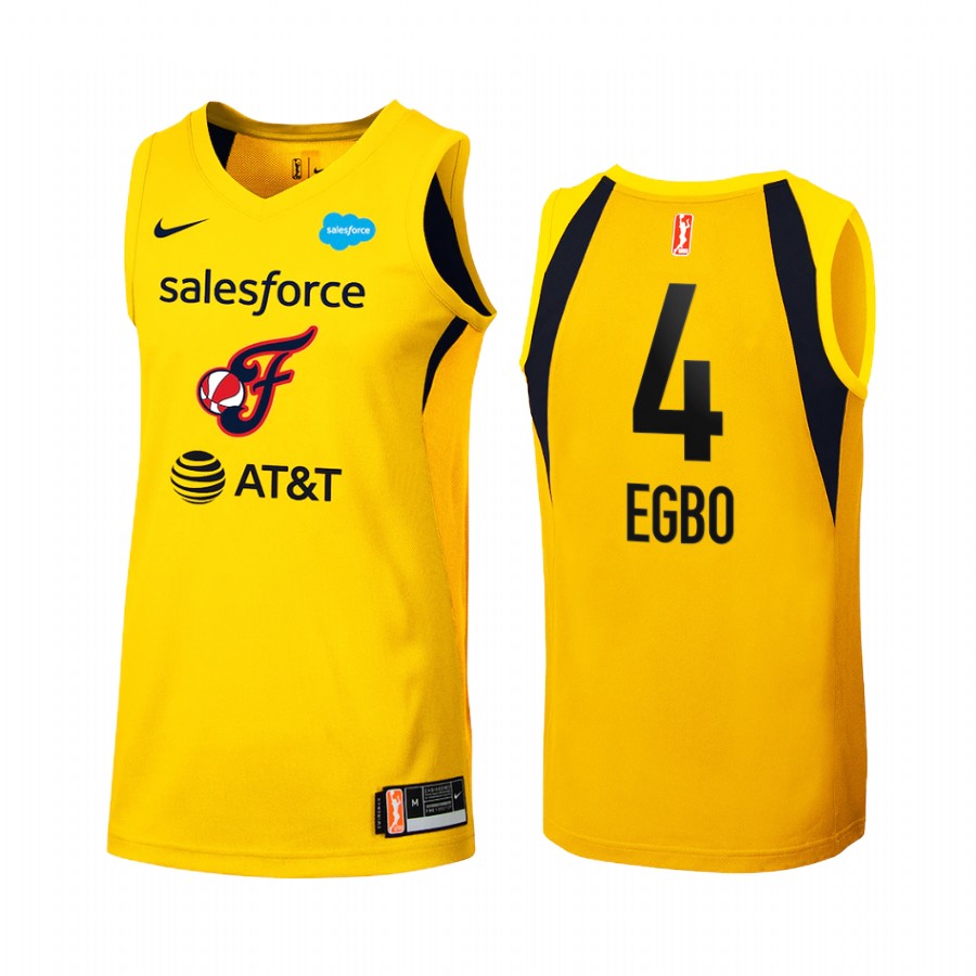 Indiana Fever Queen Egbo 2022 WNBA Draft Yellow #4 Women First round Jersey