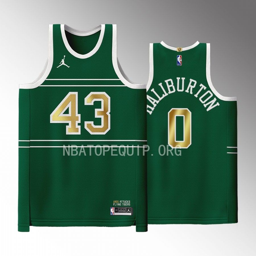 Indiana Pacers Black History Month Tyrese Haliburton Green #0 Jersey 2023 1955 Crispus Attucks