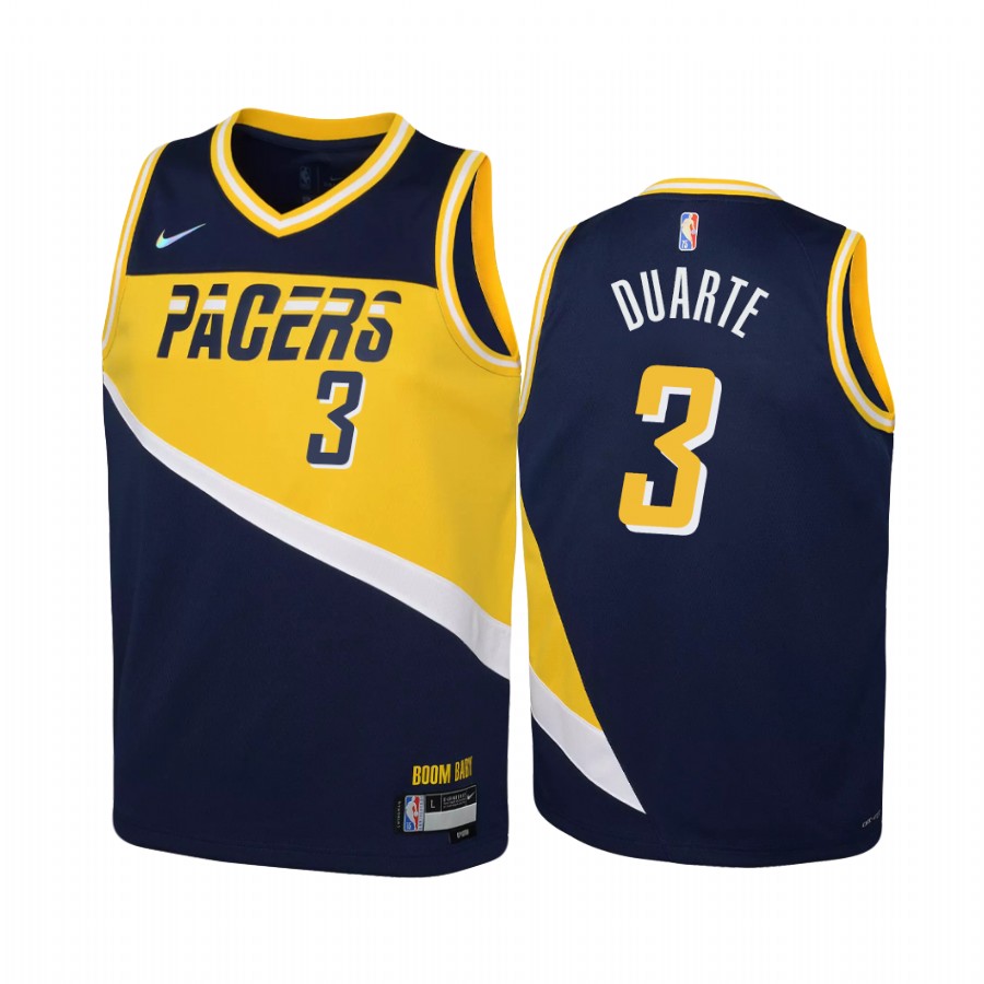 Indiana Pacers Chris Duarte City Edition Navy Youth Jersey Diamond 75th Anniversary #3