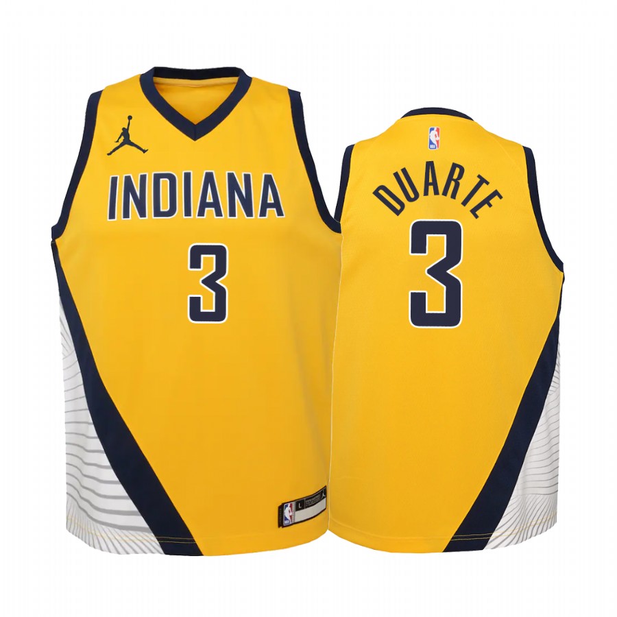 Indiana Pacers Chris Duarte Statement Edition Gold Youth Jersey 2021 NBA Draft #3